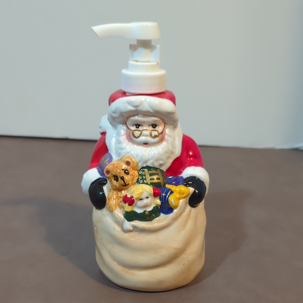 Allure Lotion Soap Dispenser Santa with Toy Bag 1997 New Vintage